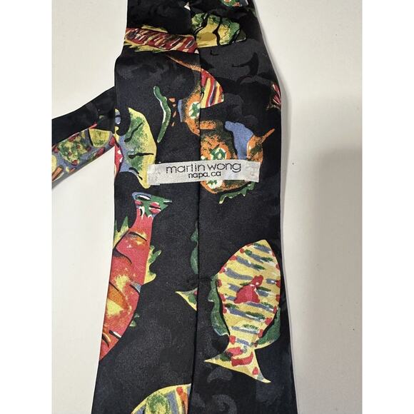 MARTIN WONG Napa Silk Tie Men's Fish Aquarium Koi Abstract Watercolor Necktie - Picture 3 of 5